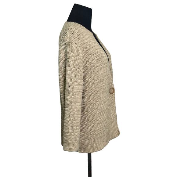 Jones New York beige one button 3/4 sleeves cardigan size Large - Picture 5 of 9